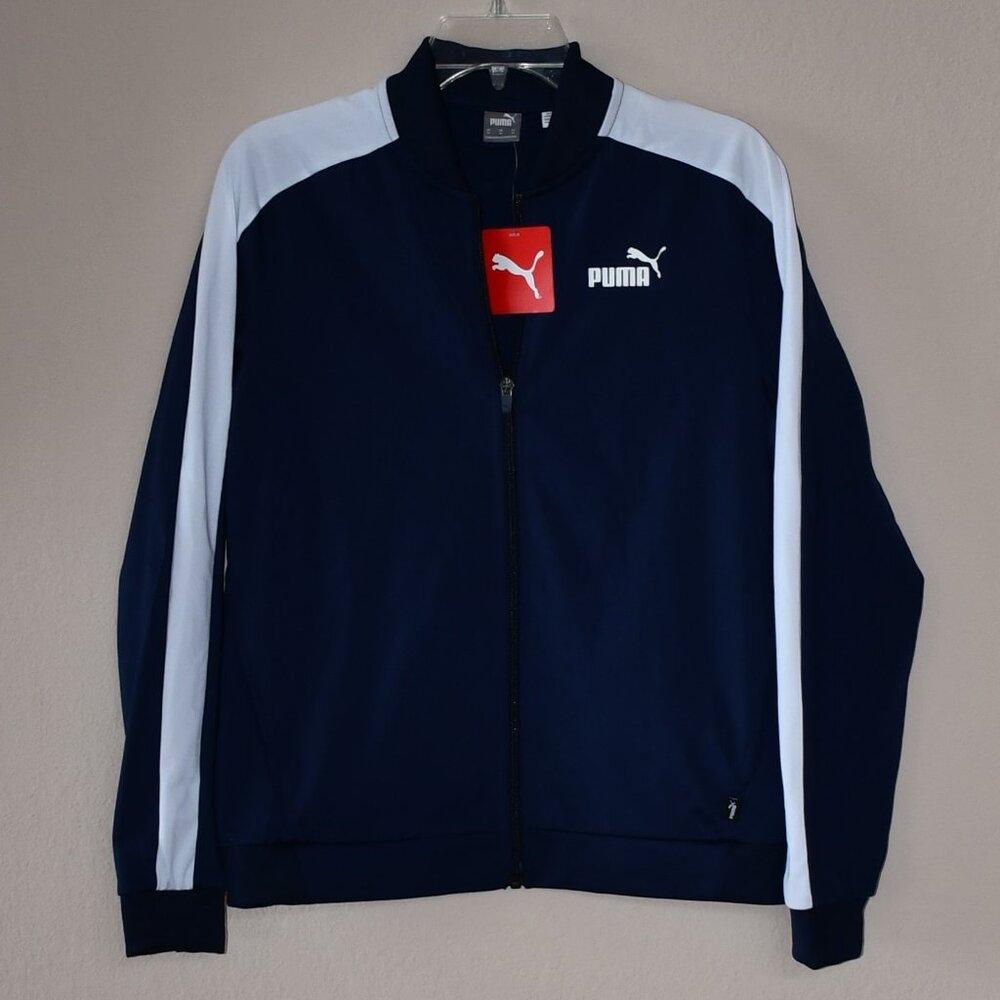 Puma Contrast Tricot Jacket Women's Blue Casual Athletic Outerwear 84899906 Sz M